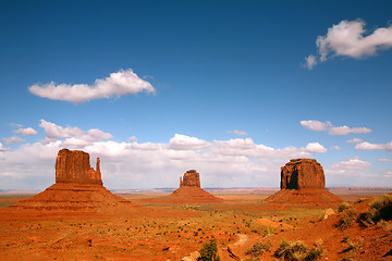 Image showing Landscape of Three Monument Valley Buttes