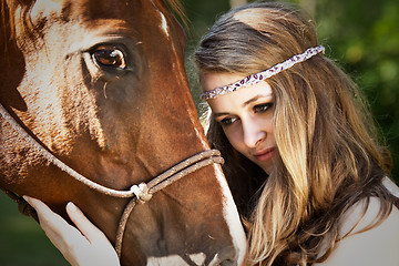 Image showing Girl with horse