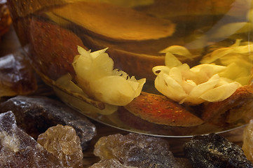 Image showing tea. fruits and flowers.