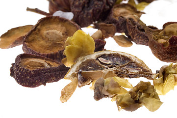 Image showing tea. fruits and flowers.