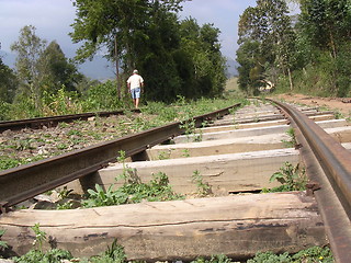 Image showing Walking near the railroad