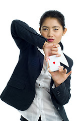 Image showing beautiful woman with a set pokercards