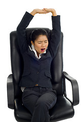 Image showing business woman yawning
