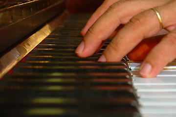 Image showing Fingers on piano