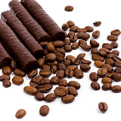 Image showing chocolate bars and coffee