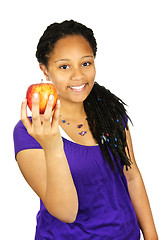 Image showing Girl holding apple