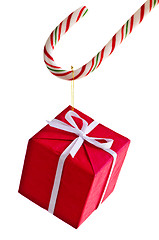 Image showing Candy cane and present