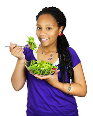 Image showing Girl having salad