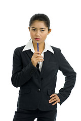 Image showing business woman with pen