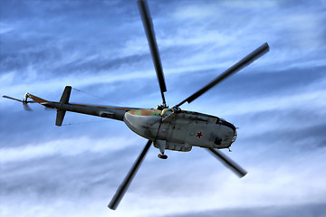 Image showing Military helicopter in sky