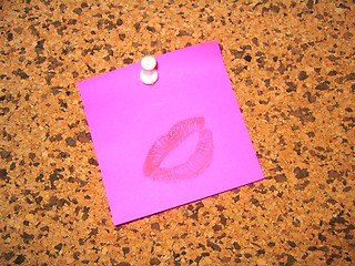 Image showing Post-it with a kiss