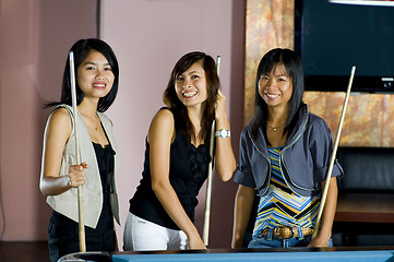 Image showing girls playing pool