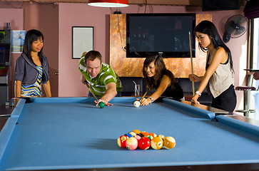 Image showing man teaching pool