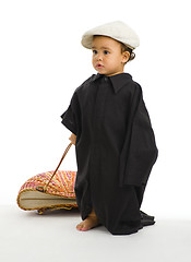 Image showing girl with huge shirt, bag and hat