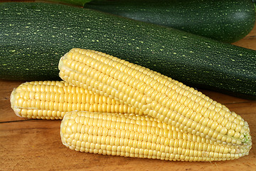 Image showing Corn and courgette