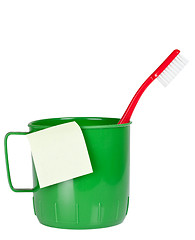 Image showing Mug and toothbrush with sticky note