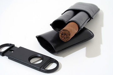 Image showing Cigar and accessories on white background
