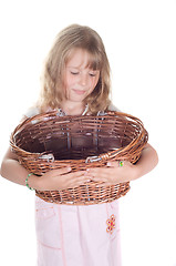 Image showing Little girl playing with basket