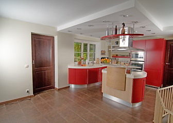 Image showing Red modern kitchen