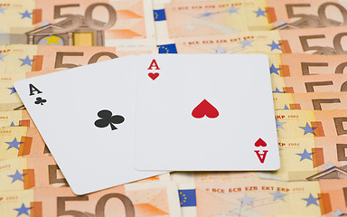 Image showing 2 aces 50 euro bills