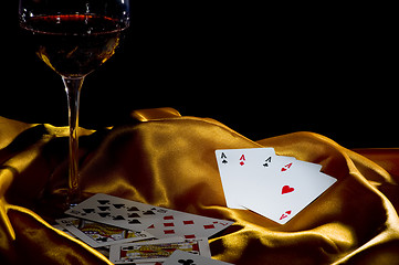 Image showing poker ace and wine