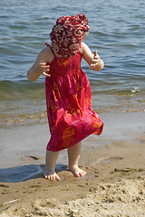 Image showing sweet girl on the beach