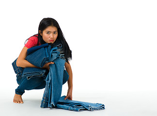 Image showing woman with jeans collection