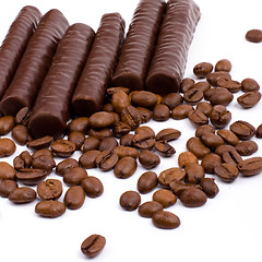 Image showing chocolate bars and coffee