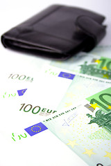 Image showing euro and a leather purse