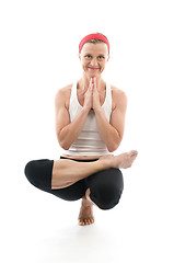 Image showing yoga sitting tree pose illustration fitness trainer teacher