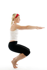 Image showing yoga awkward pose illustration fitness trainer teacher