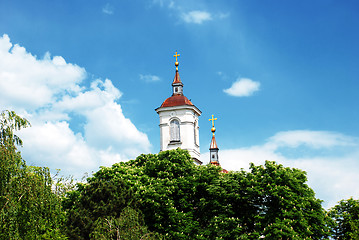 Image showing Church top over blue sky