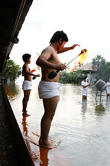 Image showing PHUKET - AUGUST 19: Traditional Thai dancers perform a ceremony 