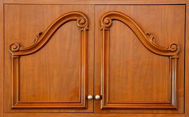 Image showing Wooden carved wardrobe doors