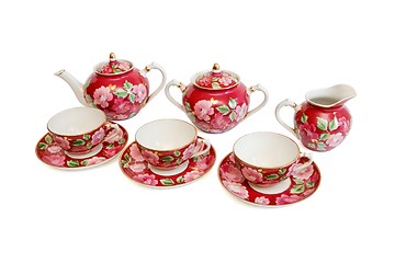 Image showing Beautiful red tea service isolated