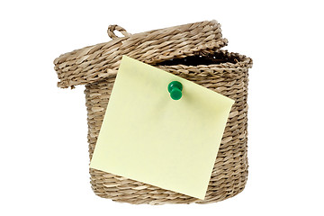 Image showing Basket with sticky note