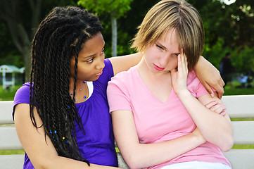 Image showing Teenager consoling her friend