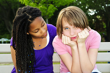 Image showing Teenager consoling her friend