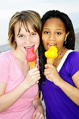 Image showing Girls having ice cream