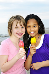 Image showing Girls having ice cream