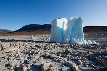 Image showing Iceberg in the middle of a dried out lake