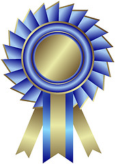 Image showing Silvery medal with  blue ribbon