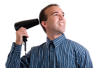 Image showing Man With Blowdryer