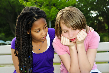 Image showing Teenager consoling her friend