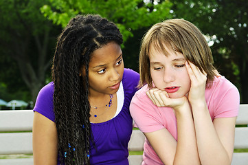 Image showing Teenager consoling her friend