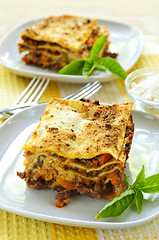 Image showing Plates of lasagna