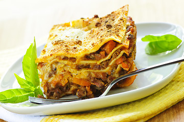 Image showing Plate of lasagna