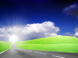 Image showing road and sun