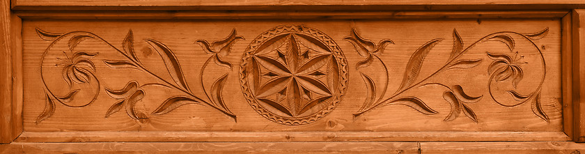 Image showing Wood carving ornament