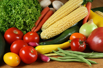 Image showing Tomatos, corn, beans